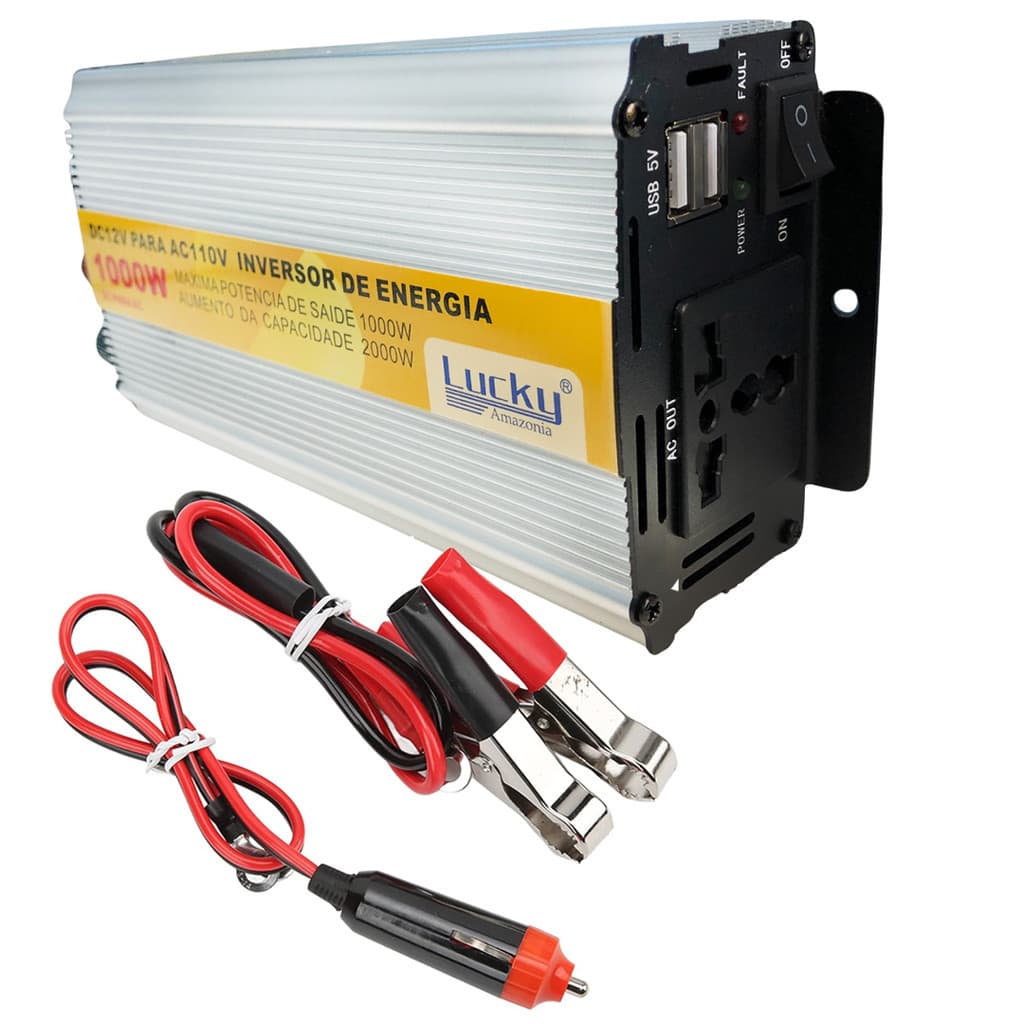 Inversor De Energia Tensão Onda Modificada 12v Para 110V 1000w e 12v/220v Carro Veículos