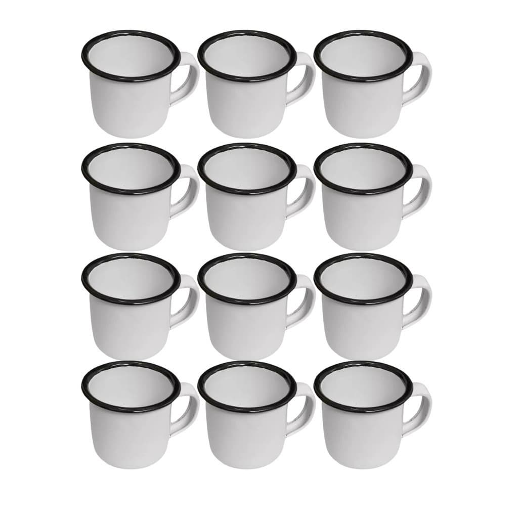 12 Mini Canecas Esmaltadas Brancas 150ml Café e Chá Retrô termo antimicrobiano Cozinha Chá Água
