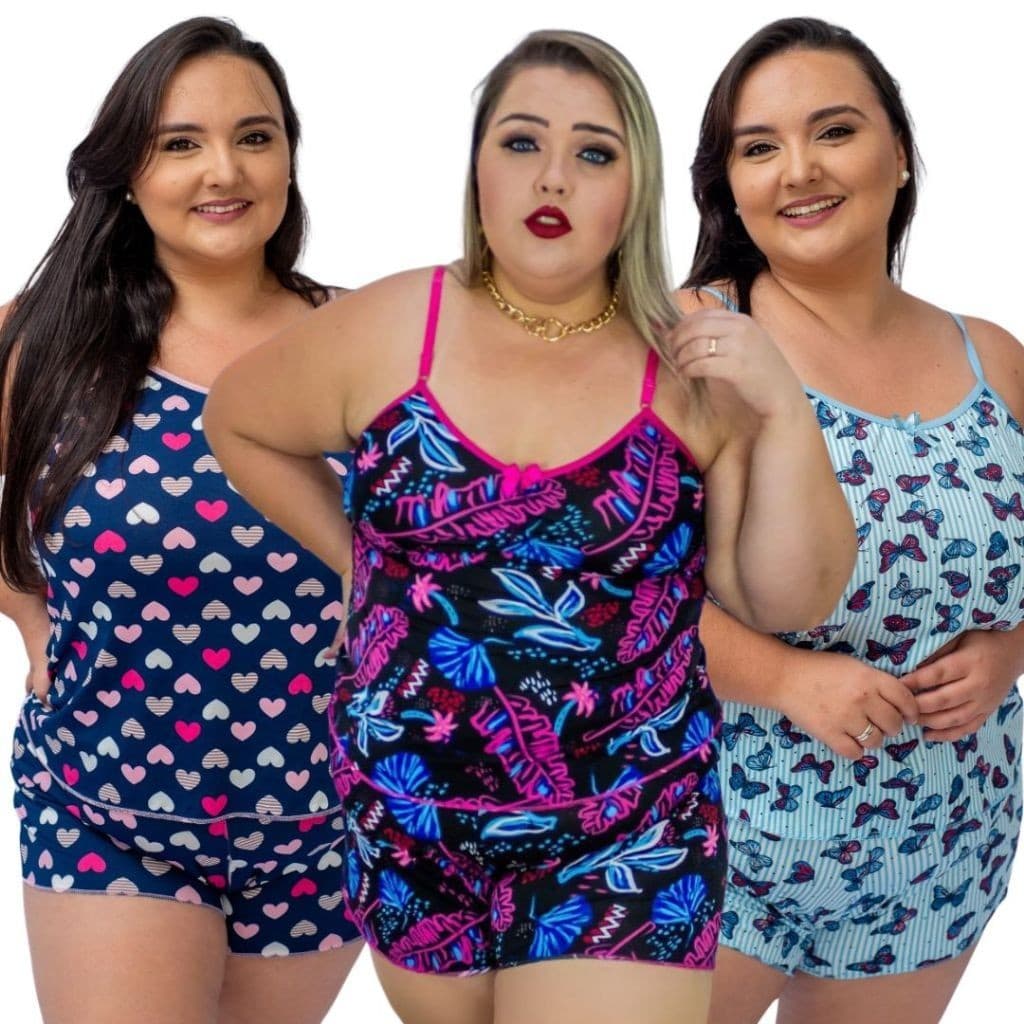 Kit 5 Pijamas Plus Size Baby Doll Feminino