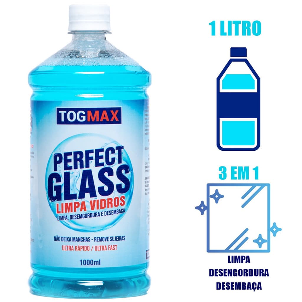 Limpa Vidros 1 Litro Perfect Glass Limpa Janela Banheiro Vidros Geral Limpeza
