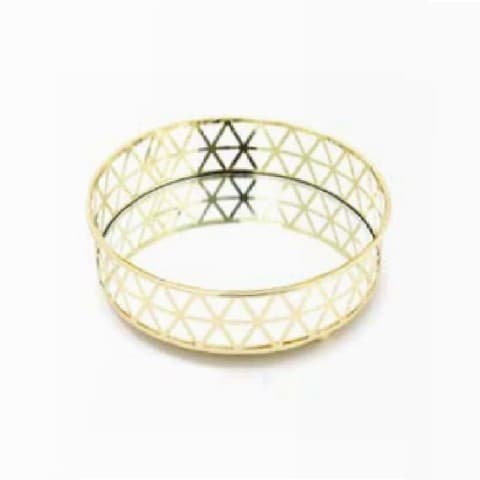 BANDEJA LUXO REDONDA LOUVRE OURO 17,5X17,5X5CM (9001001)