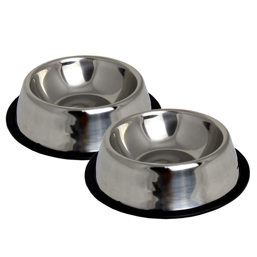 Kit Com 2 Tigelas Inox Para Pets Comedouro e Bebedouro Para Cachorro Gato e Coelho 1,6L Cada