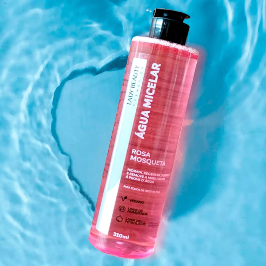 Água Micelar Rosa Mosqueta Limpa e Hidrata Pele Skin Care Lady Beauty 310ml