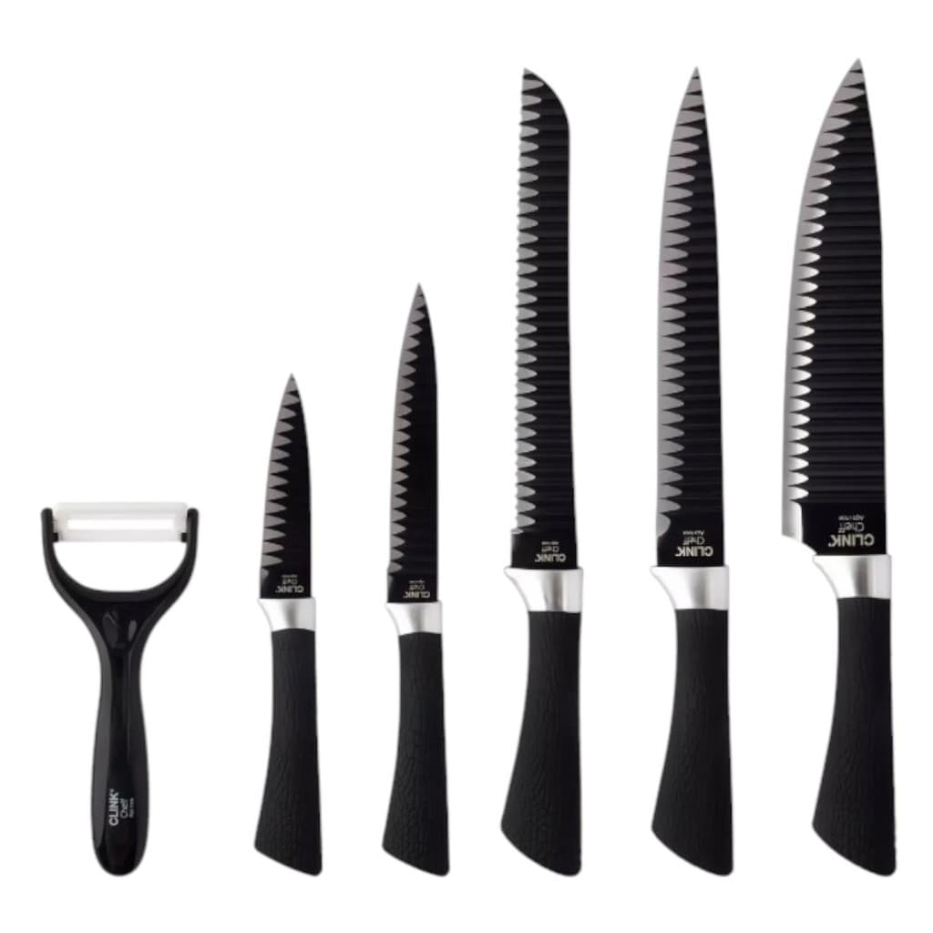 Kit Facas 6 Pcs Aço Inox e Plástico PP com Descascador
