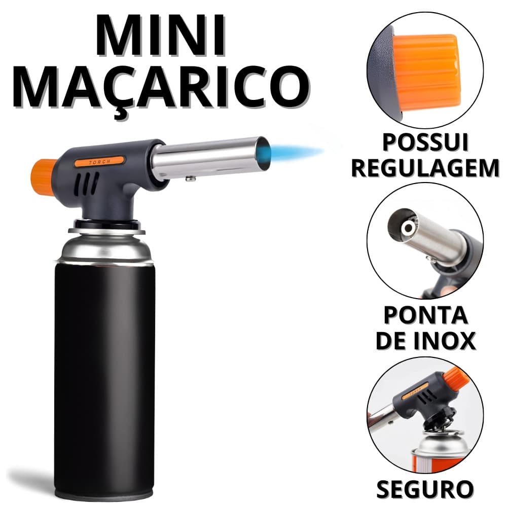 Maçarico Culinário Portátil Macarico Portatil Para Cozinha Com Regulagem Confeitaria Gourmet Casa