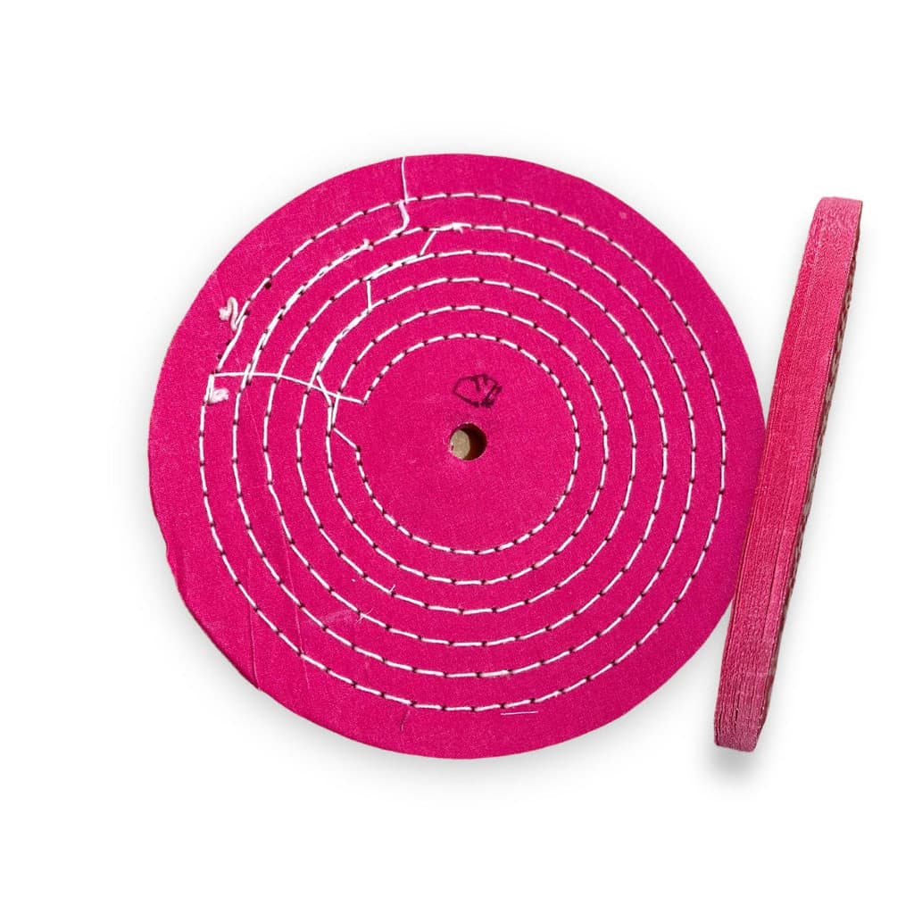 Roda de Algodão Resinado Rosa Dura - Polimento em Metais Alumínio Inox