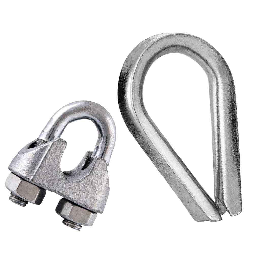 Kit 02 Grampo + 02 Sapatilho Anilha Cabo De Aço Para Reparo  Aparelho Academia