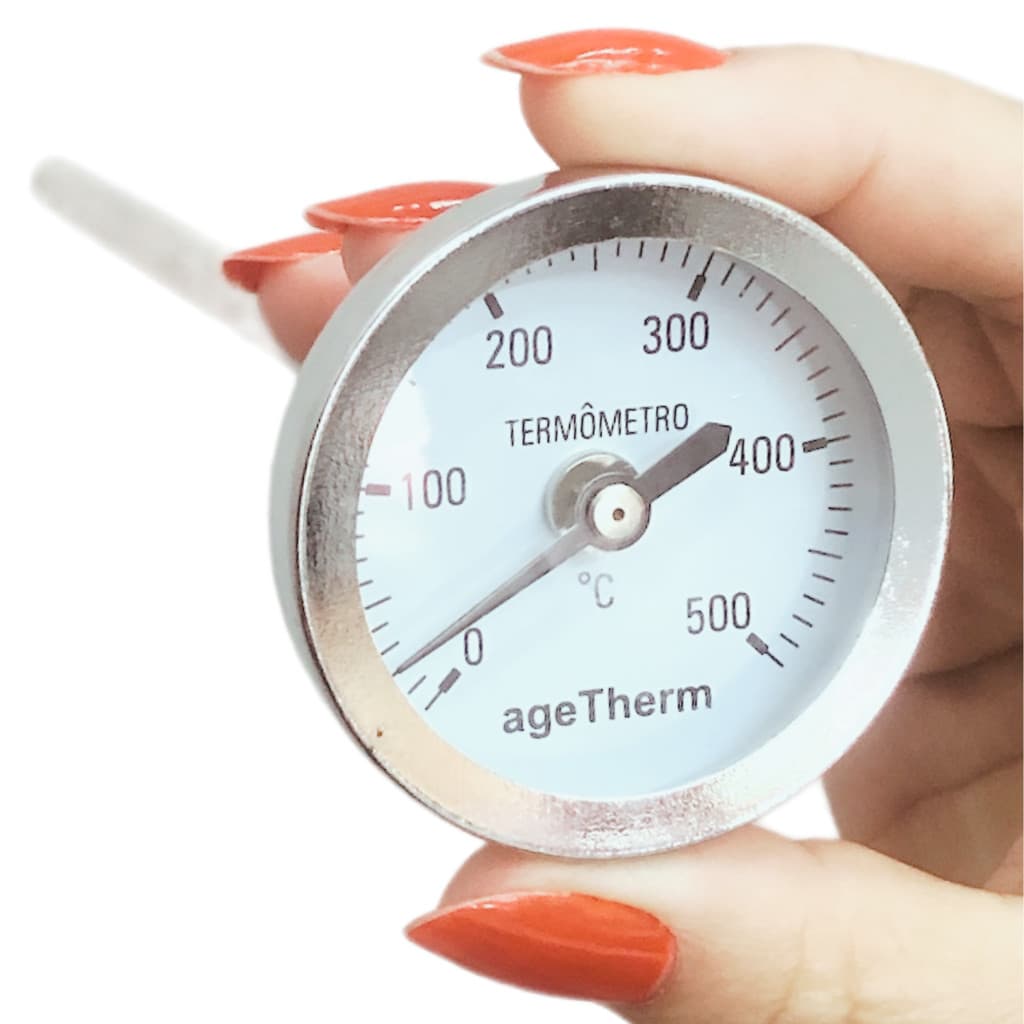 Termômetro Analógico Inox 304 Haste  (20cm) 0-500ºC Graus