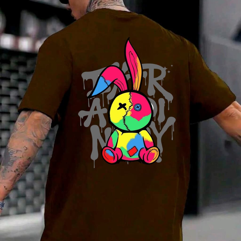 Camiseta Coelho Graffiti Longa Oversized Streetwear Unissex