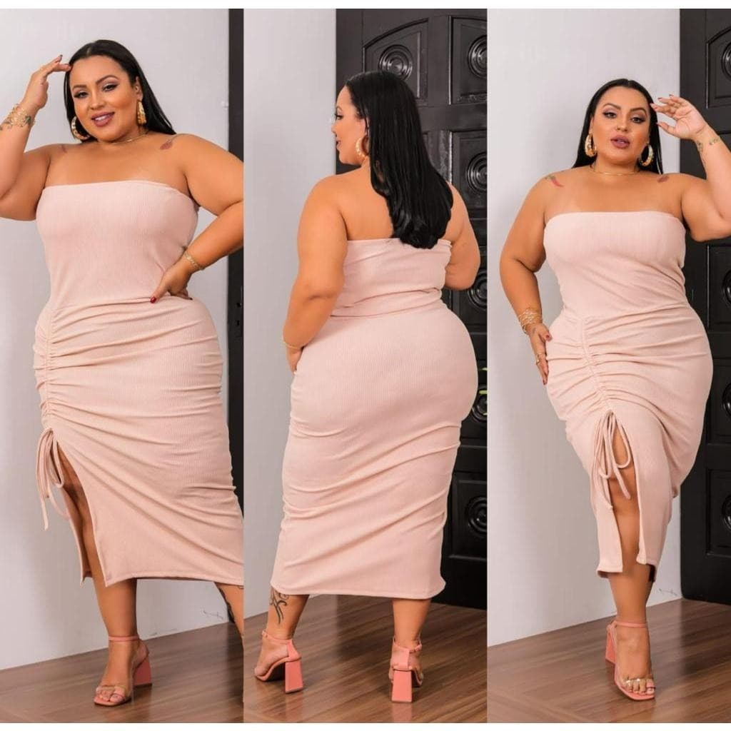 Vestido Plus Size Canelado tamanho 46 ao 56