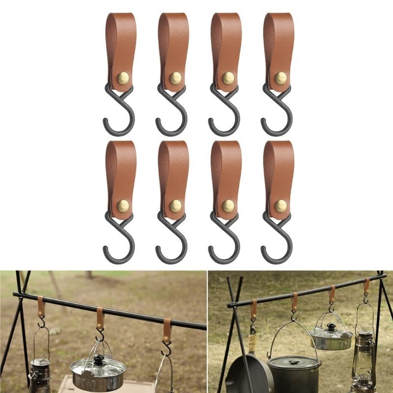 8 Unidades Perfuração Pendurado Gancho Conjunto Cinto Couro PU S