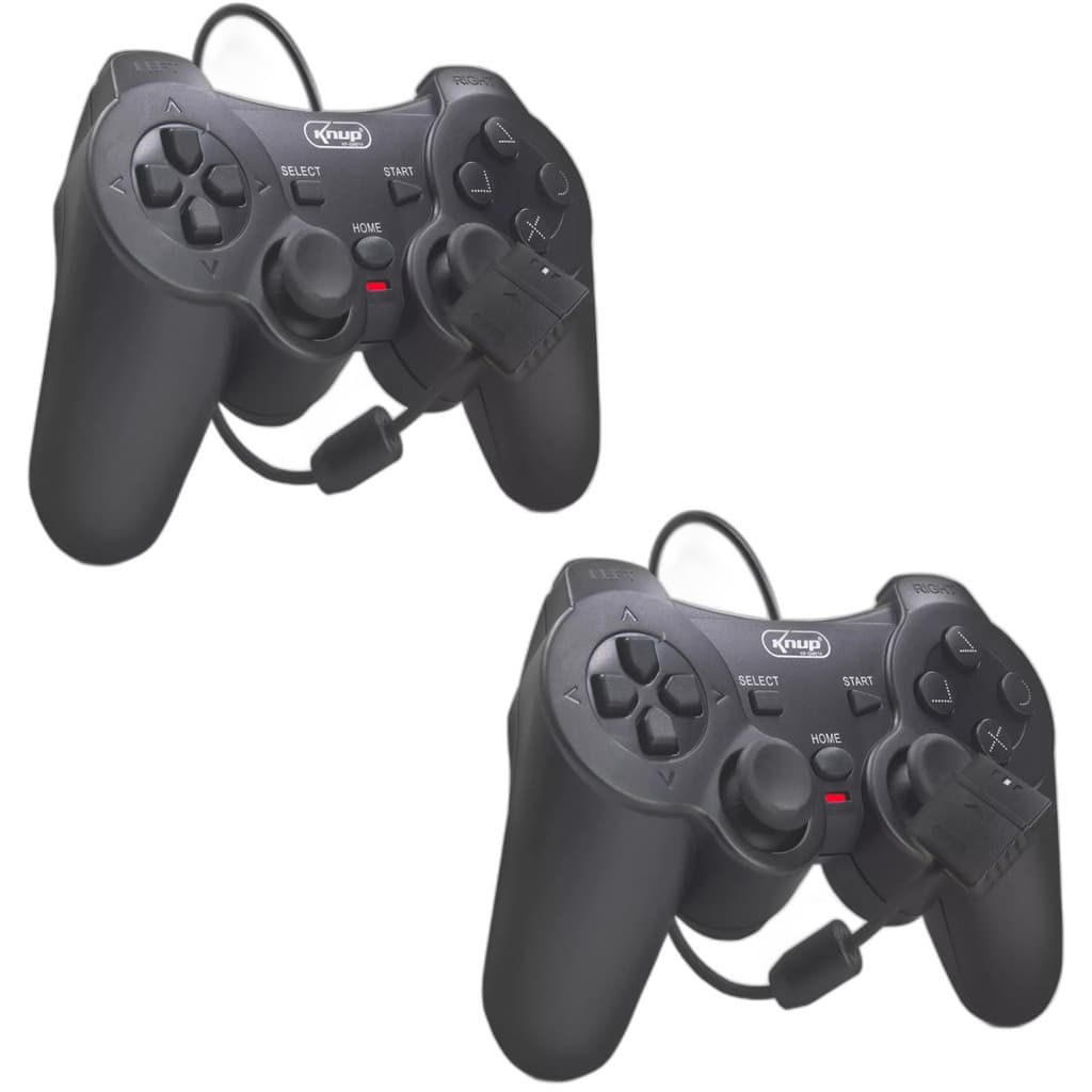 Combo 2 Controles Joystick Manete ps2 ps1 Plug And Play dualshock Preto com Fio