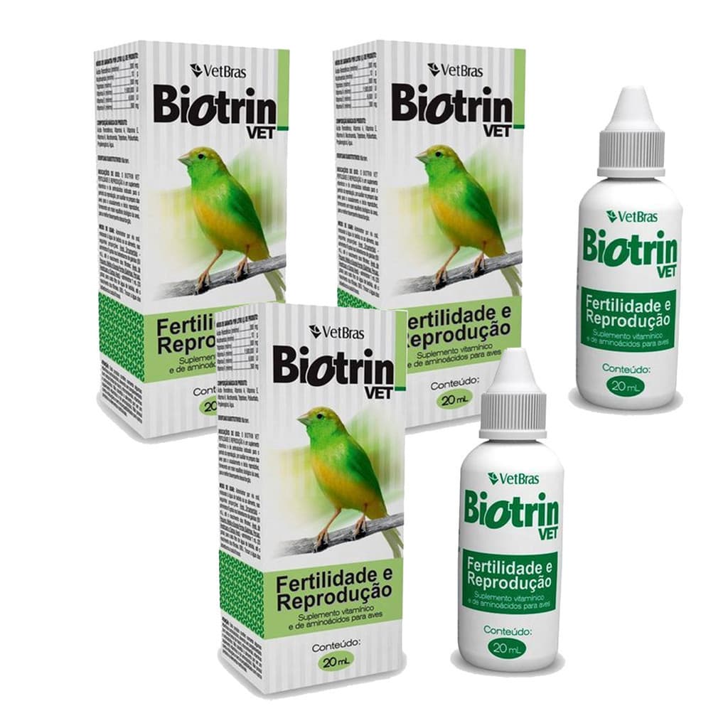 Biotrin Fertilidade e Reprodução 20ml - 3 unidades - Suplemento Vitaminico Passaros