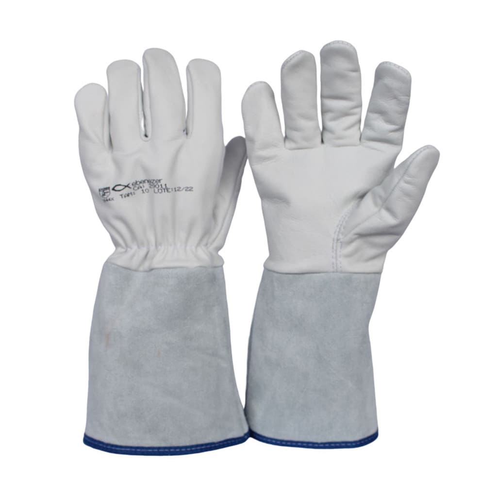 Kit 5 Pares Luva de Couro Vaqueta Punho 15cm Tam 10 EPI