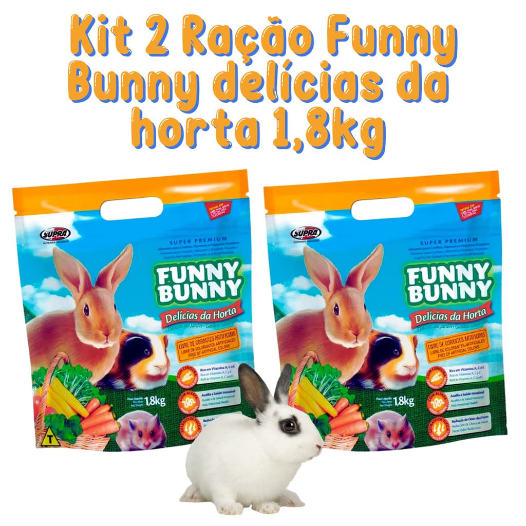 Kit 2 Rações Funny Bunny Delícias da Horta 1,8kg Supra