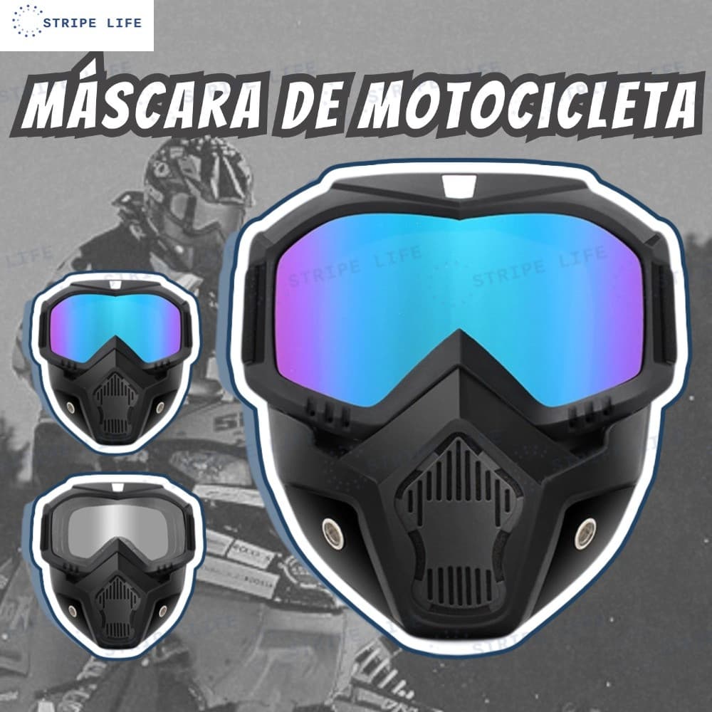 Máscara e Óculos de Proteção Moto Cross Off Road Ajustavel Respiravel Face Shield Varias Cores