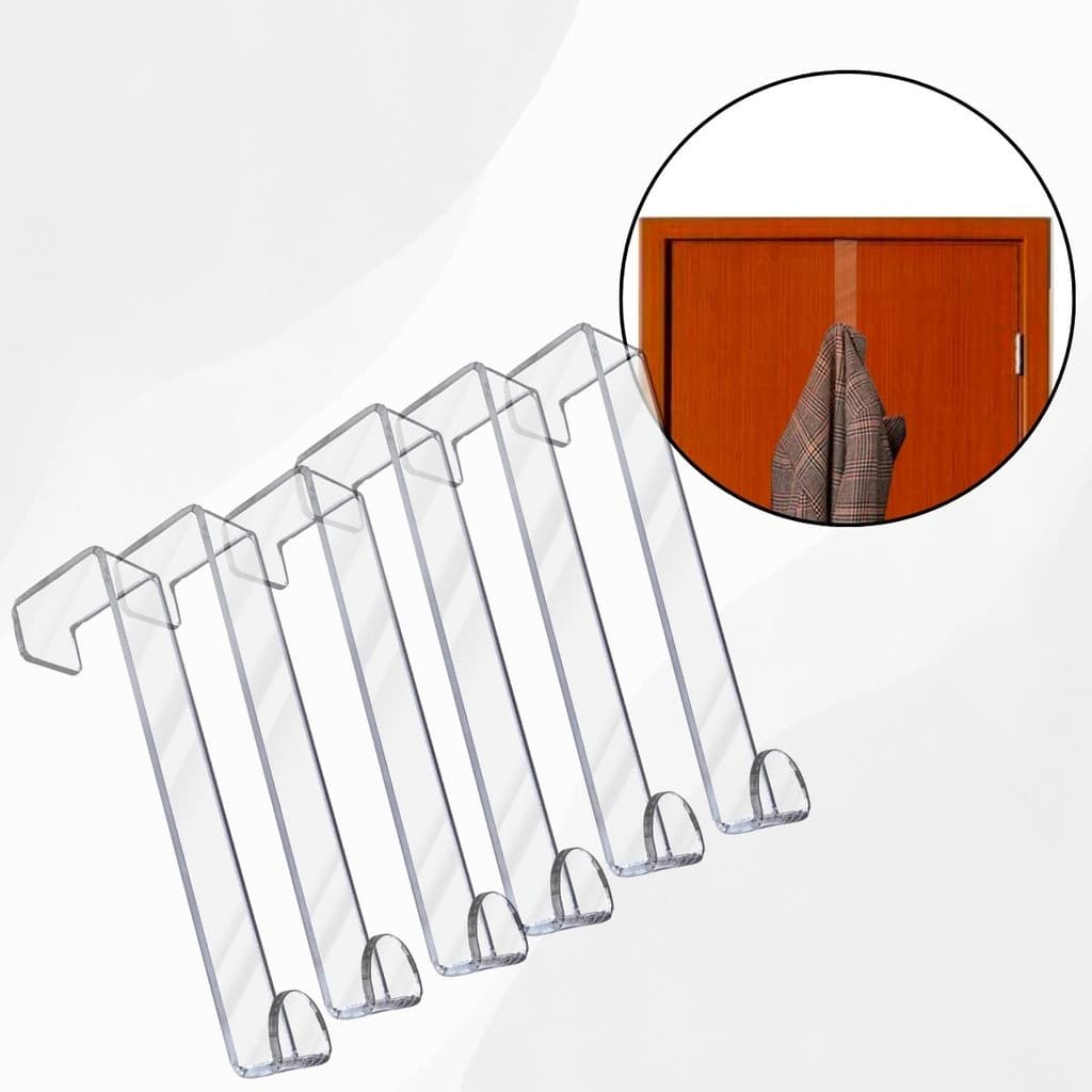 Kit Gancho Porta Roupa Cabide Acrílico Transparente Minimalista Suporte Apoio Pendurador