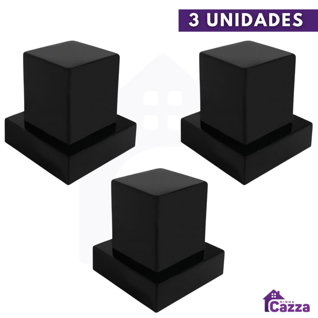 Kit 3 Acabamento Para Registro Preto 1/2 3/4 Padrão 16 Estrias Chuveiro e Geral