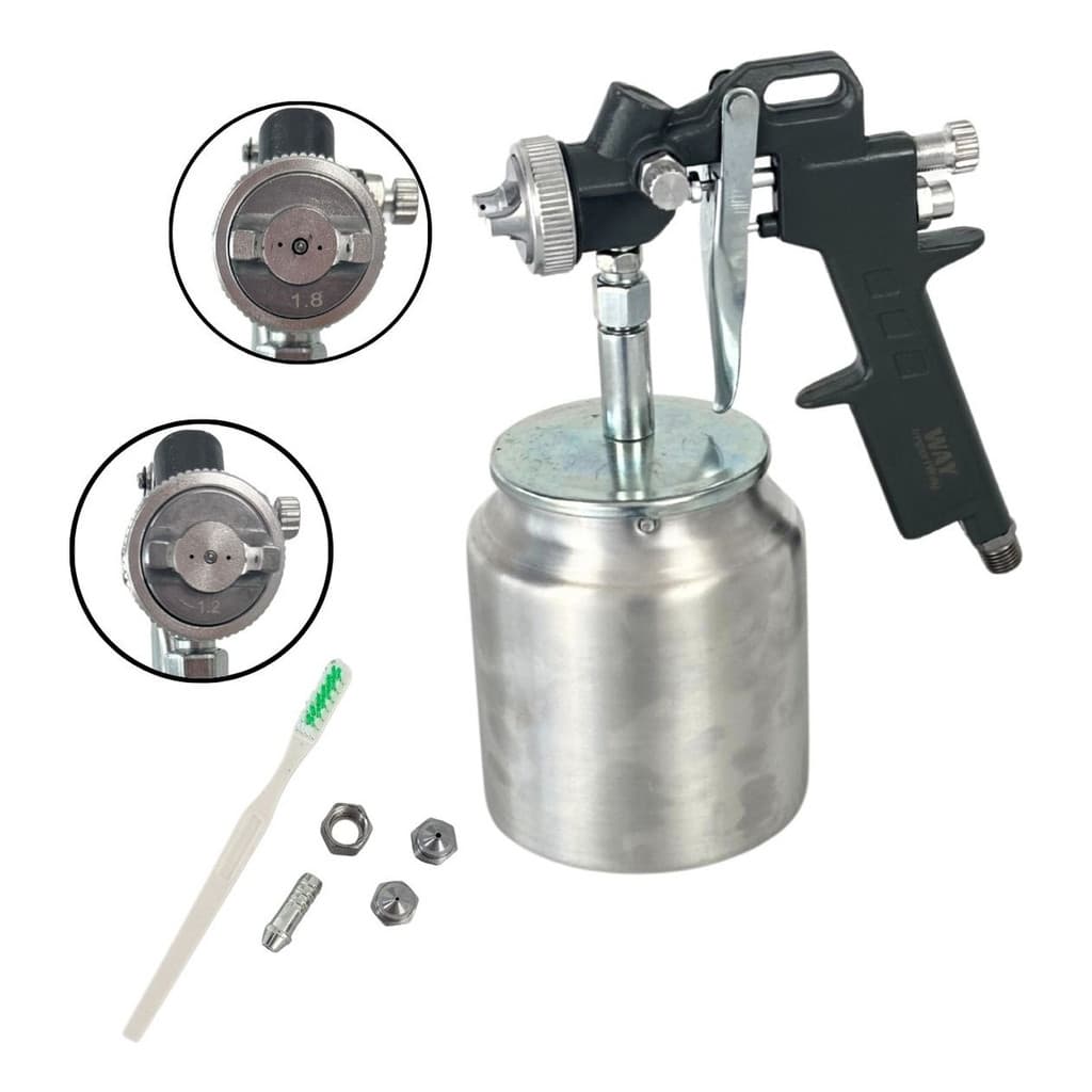 Pistola Pintura Sucção Copo 1000ml 3 Bicos IWPP001