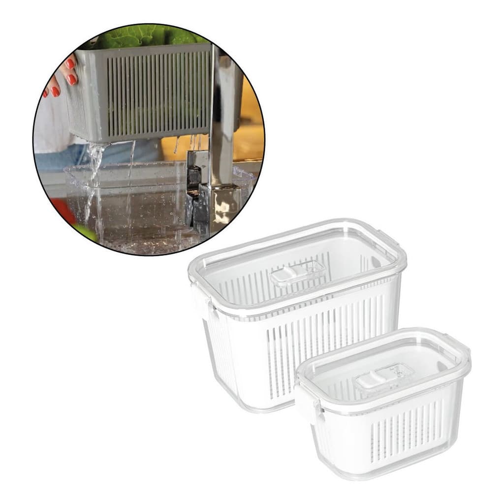 Kit 2 Potes Organizadores Geladeira Legumes Frutas Verduras