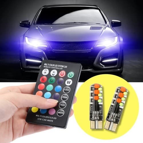 Lampada Led Par Led T10 Rgb Carro Colorido Controle