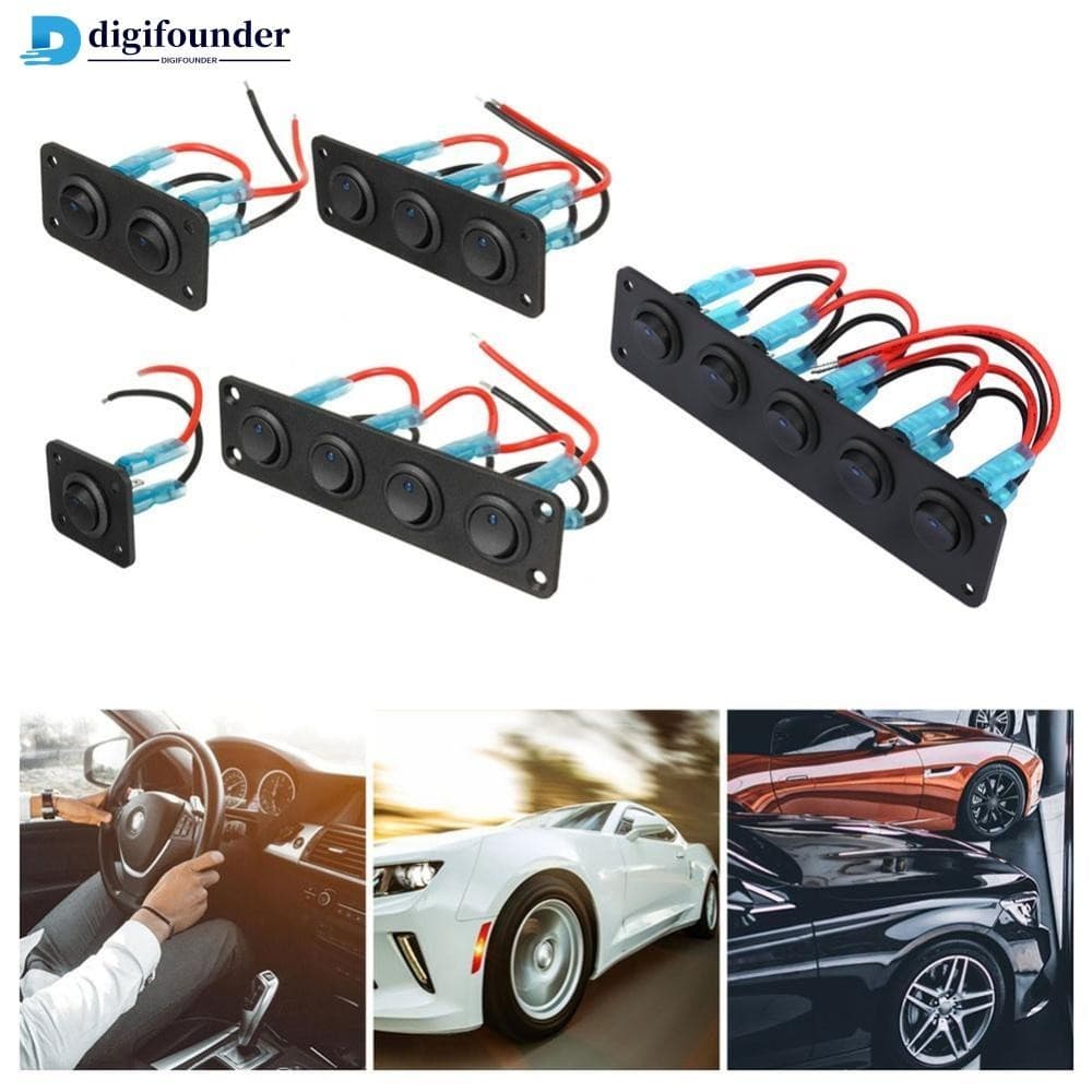 DIGIFOUNDER Painel Interruptor 12V/24V 1 a 5 Teclas USB LED para Motorhome, Barco e Carro