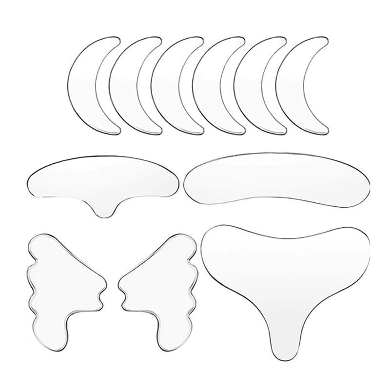 Adesivo de Silicone Anti-Rugas 11 Peças Para Rosto Testa Busto e Pescoço