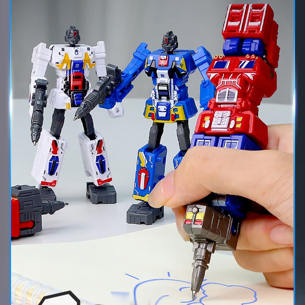 1Pcs Transformadores Criativos Caneta De Brinquedo Esferográfica Modelo Robô De Transformação Estudante Escrever Papelaria