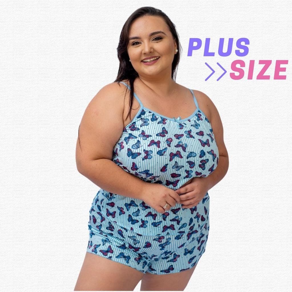 Kit 4 Pijamas Baby Doll Plus Size Estampados Adulto Short Doll + Camiseta De Alcinha