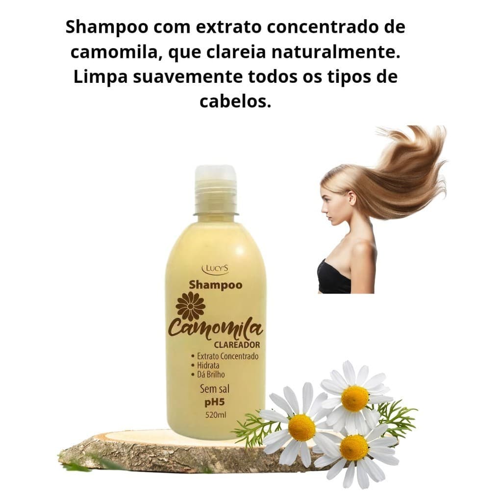 Shampoo Camomila Clareador Natural dos Cabelos Claros Lucy's