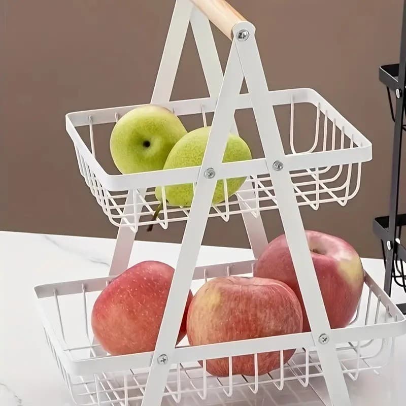 Fruteira De Mesa 2 Andares Aramada Metálica Premium Cesta Frutas Organizador Cozinha Decorativa