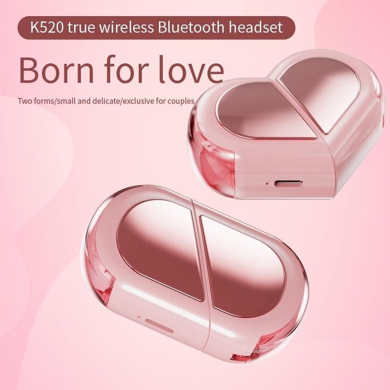 Fone De Ouvido Bluetooth K520 Creative Rotatable Love Couple TWS 5.3 Esportivo Sem Fio Pode Ser Deformado