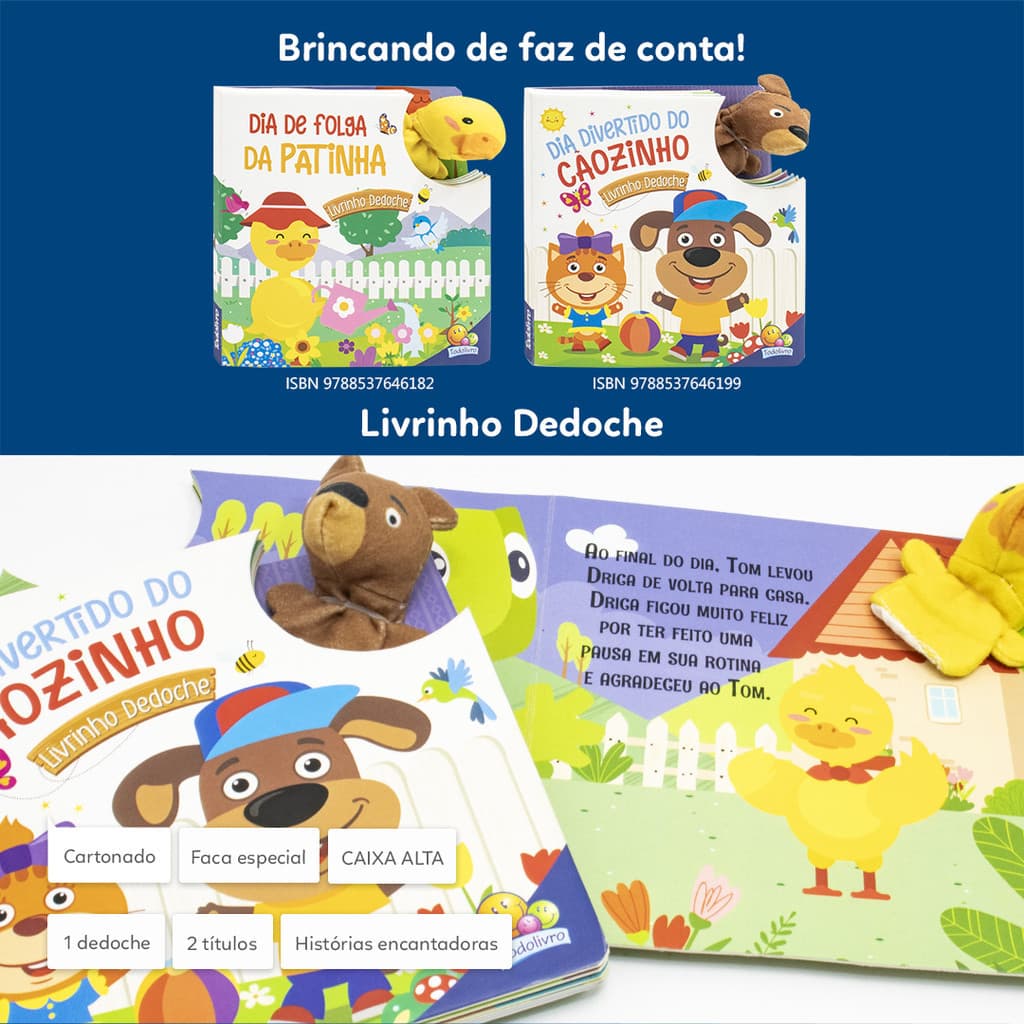 Livrinho Infantil Dia Divertido do Caozinho com Dedoche Livro Cachorrinho