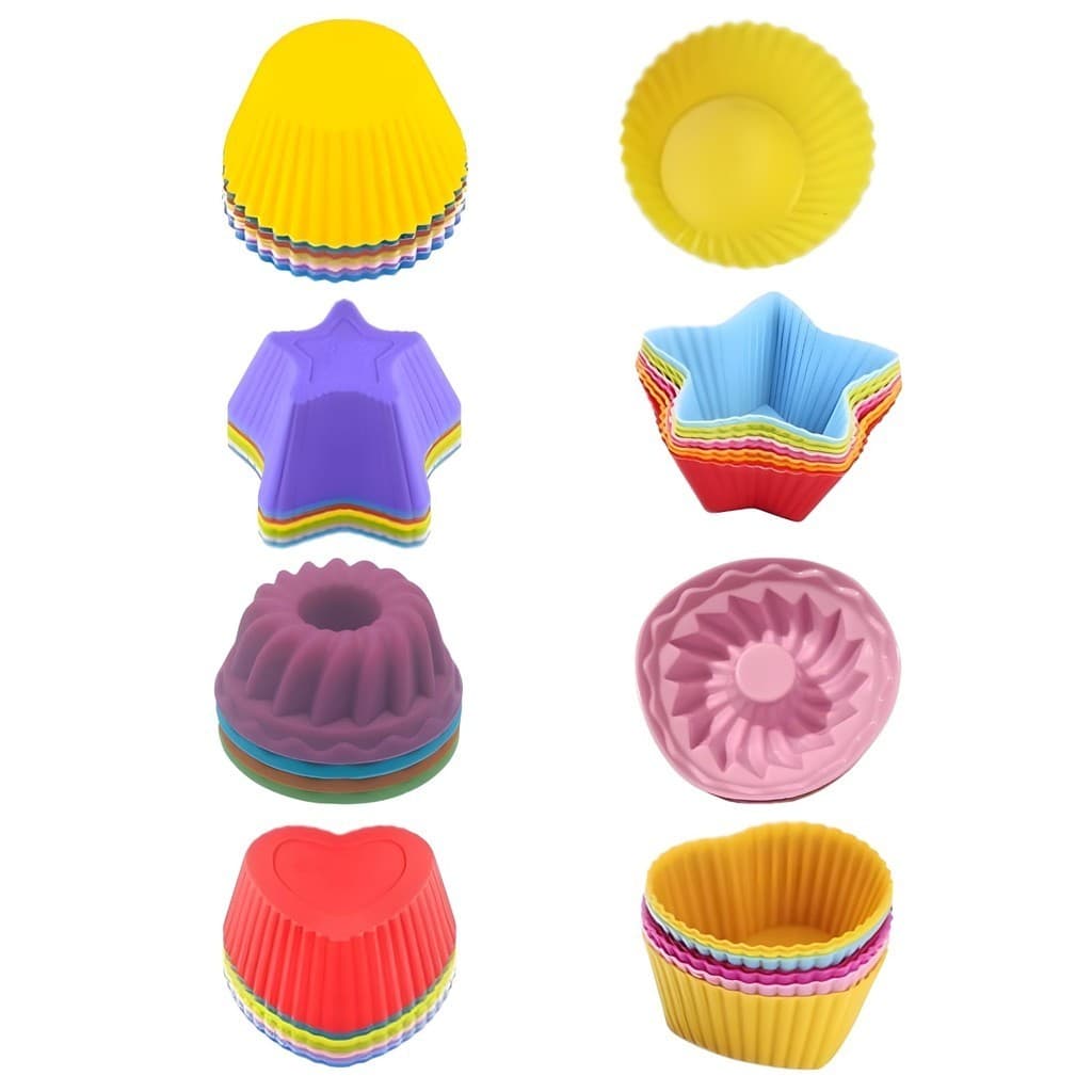 KIT 6 FORMAS MOLDES SILICONE PARA CUPCAKE MINI BOLO MUFFIN
