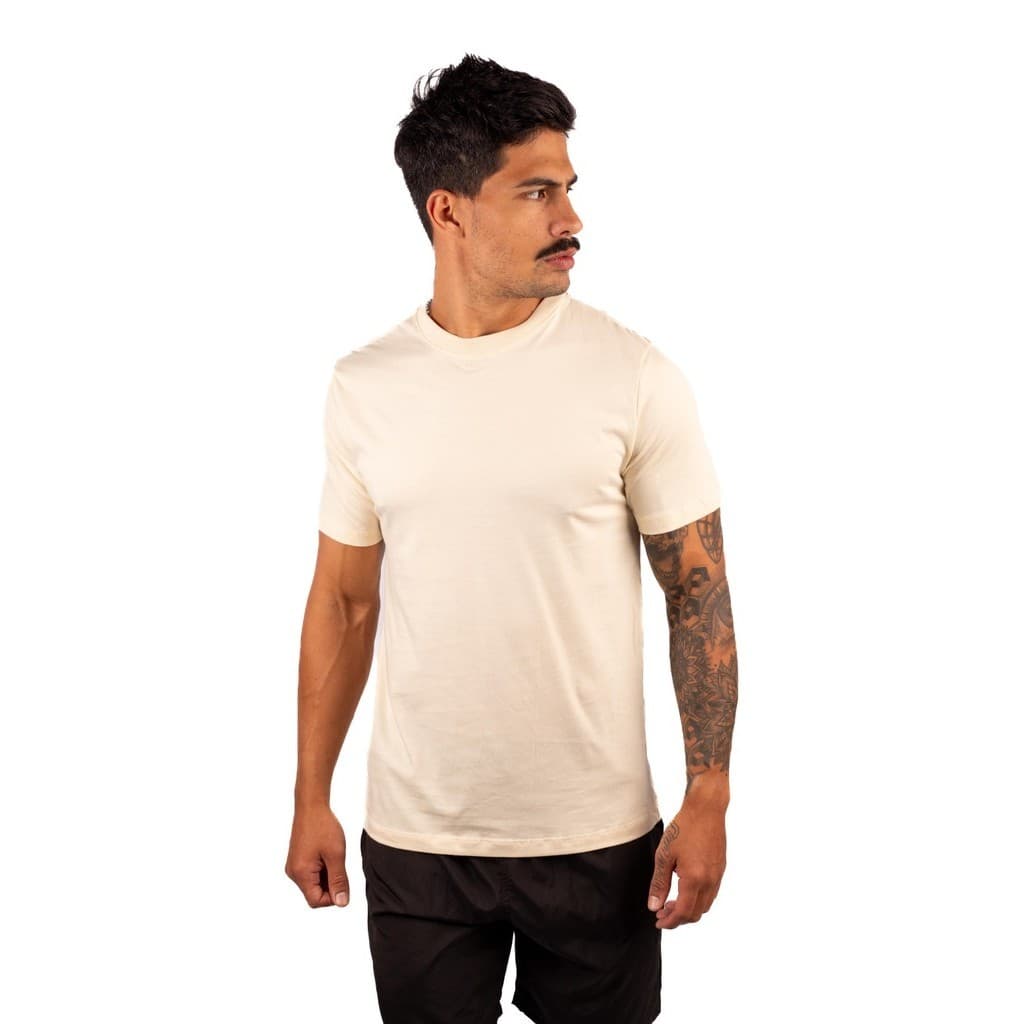 Camiseta Basica Pima Off White Peruano 40.1 Masculina Premium Lisa Toque Macio Fio 40.1 para Estampar Unissex