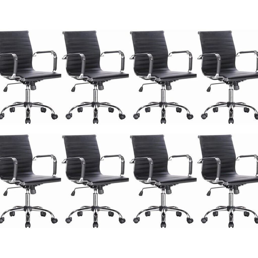 Kit 8 Cadeiras para Escritório Diretor Esteirinha Corino Office Preto Cadeira Diretor