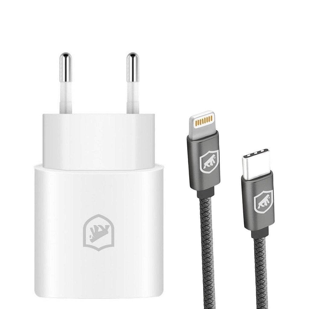 Cabo Symetric - Lightning / Tipo C - 1,5M + Carregador Turbo Tipo C p/ iPhone  - Branco - Gshield