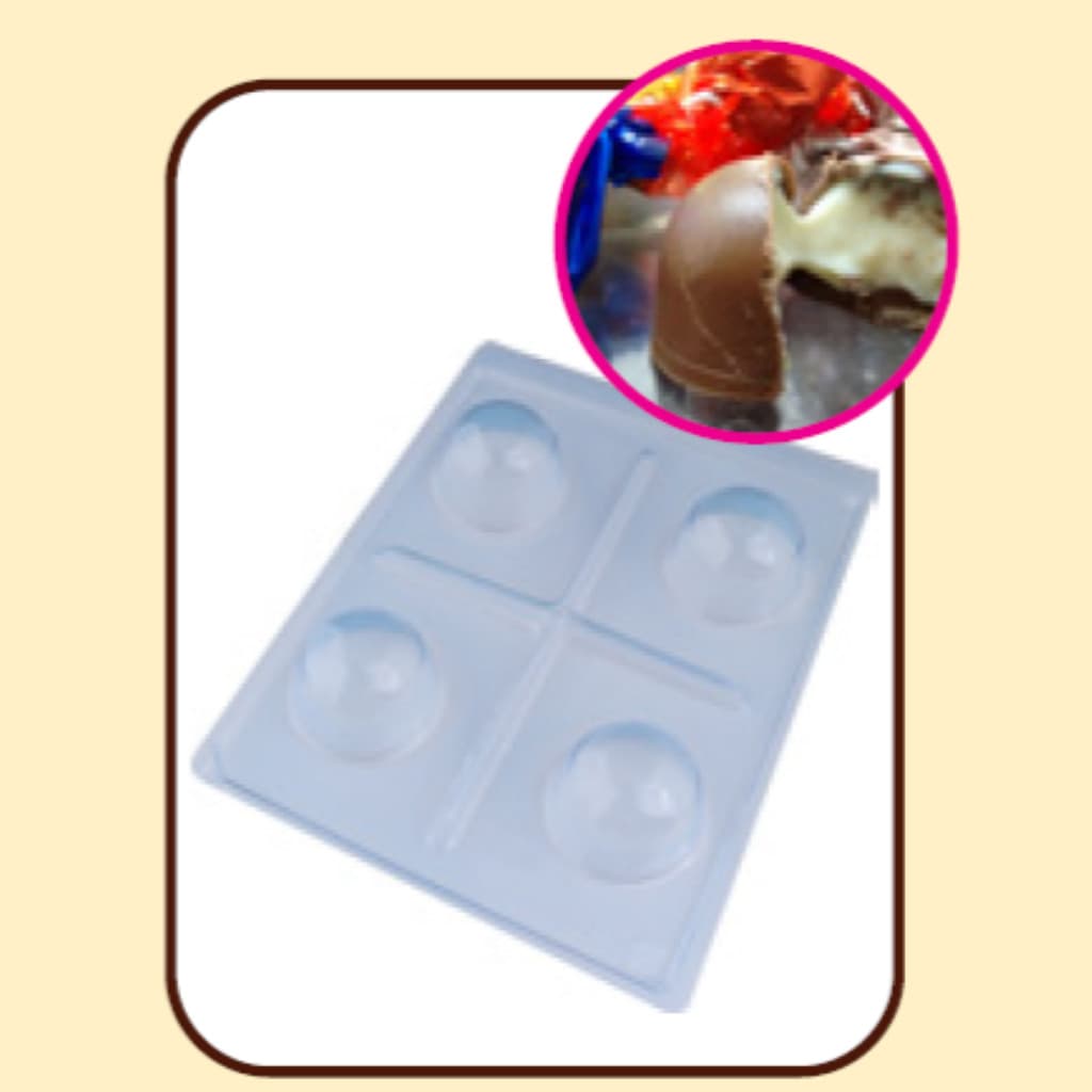 Forma com Silicone 3 partes para Chocolate Trufa Grande 60g  - Forma para chocolate - Forma ovo de Páscoa