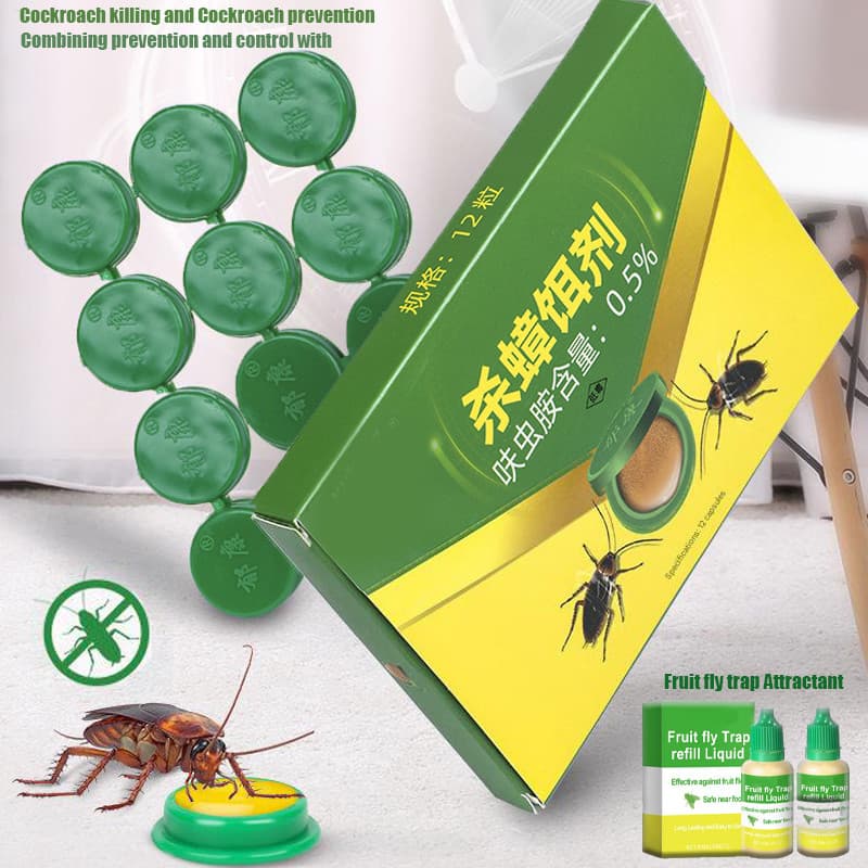 Isca Para Matar Baratas ,Cockroach repellent Veneno Doméstico , Controle Interno E Externo , Seguro Em Torno De Gavetas