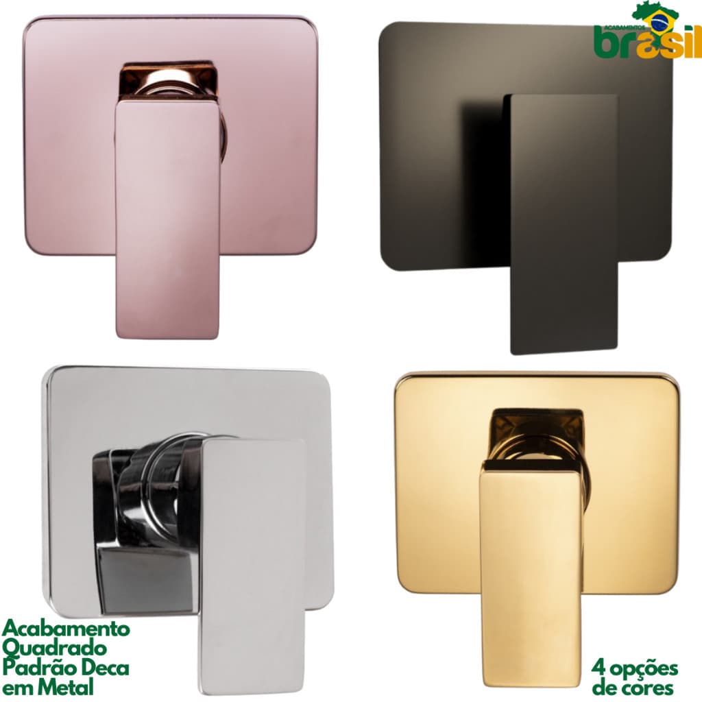 Acabamento Monocomando Quadrado Preto para Registro - Modelo Deca preto ou cromado