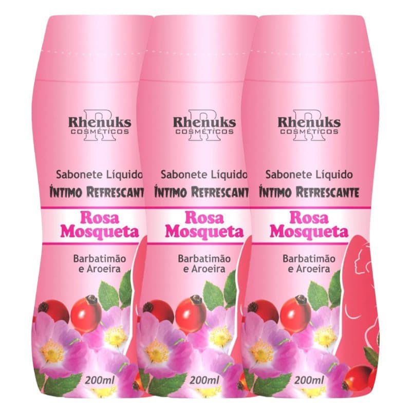 Kit C/3un Sabonete Liquido Rosa Mosqueta 200ml-Rhenuks