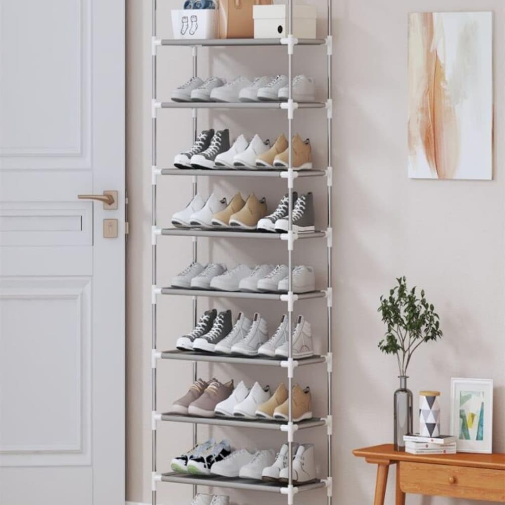 Sapateira Vertical organizadora Luxo Aço Inox 9 prateleiras 27 sapatos