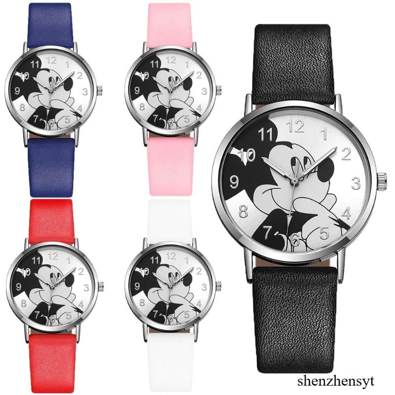 Bonito Mickey Cartoon Cildren Cinto De Relógio Moda Relógios De Quartzo