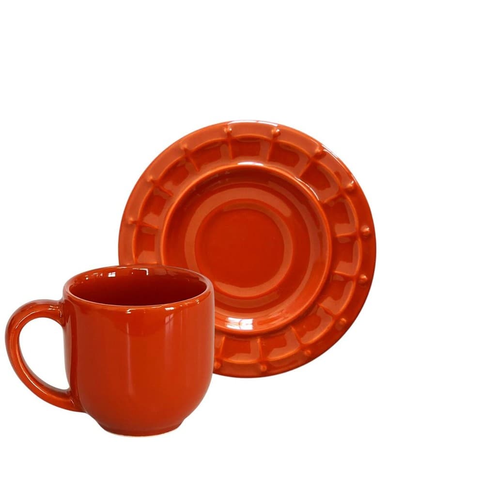 Xícara de Café com Pires Cerâmica Solaris Cantaloupe 72ml - 1 Unid.