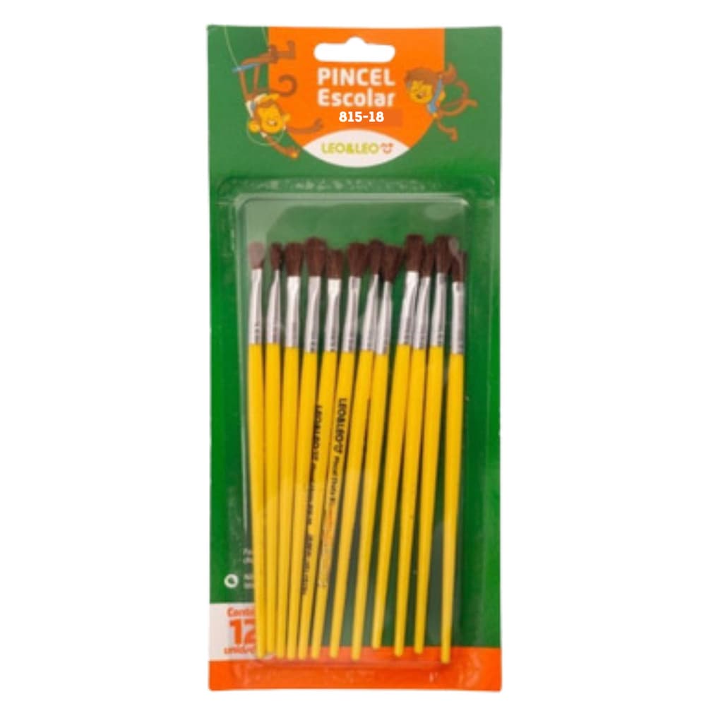 PINCEL ESCOLAR 815-18 COM 12 UNIDADES CHATO AMARELO