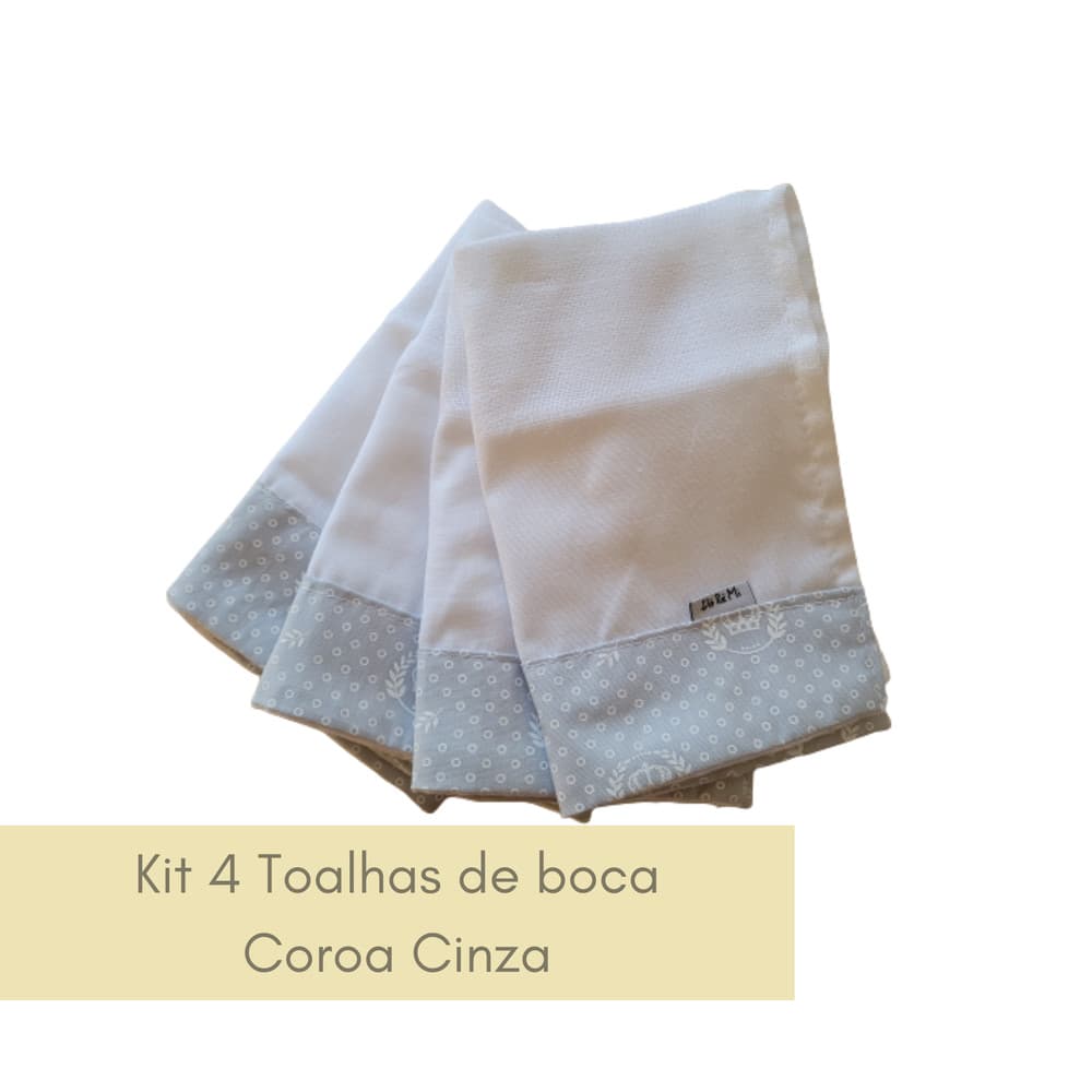 Kit 4 Toalhas de Boca com Barrado Bebês Algodão