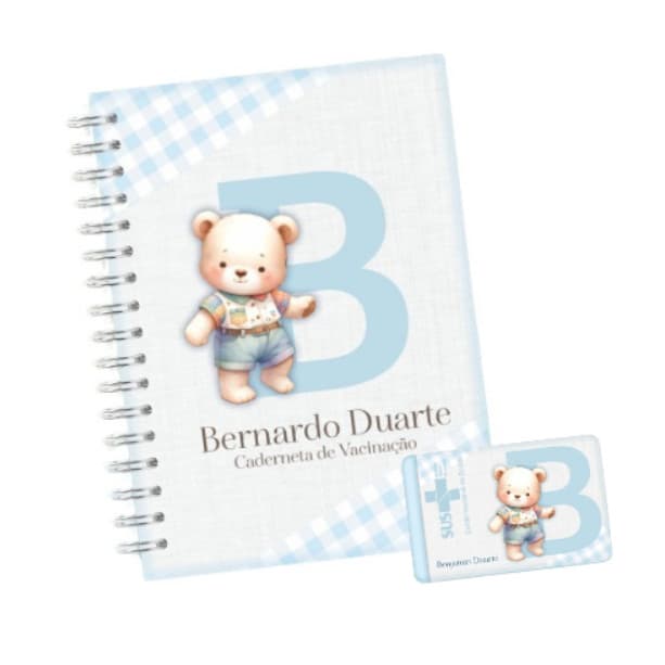 Caderneta de Vacina Capa dura - Personalizada - Ursinho menino