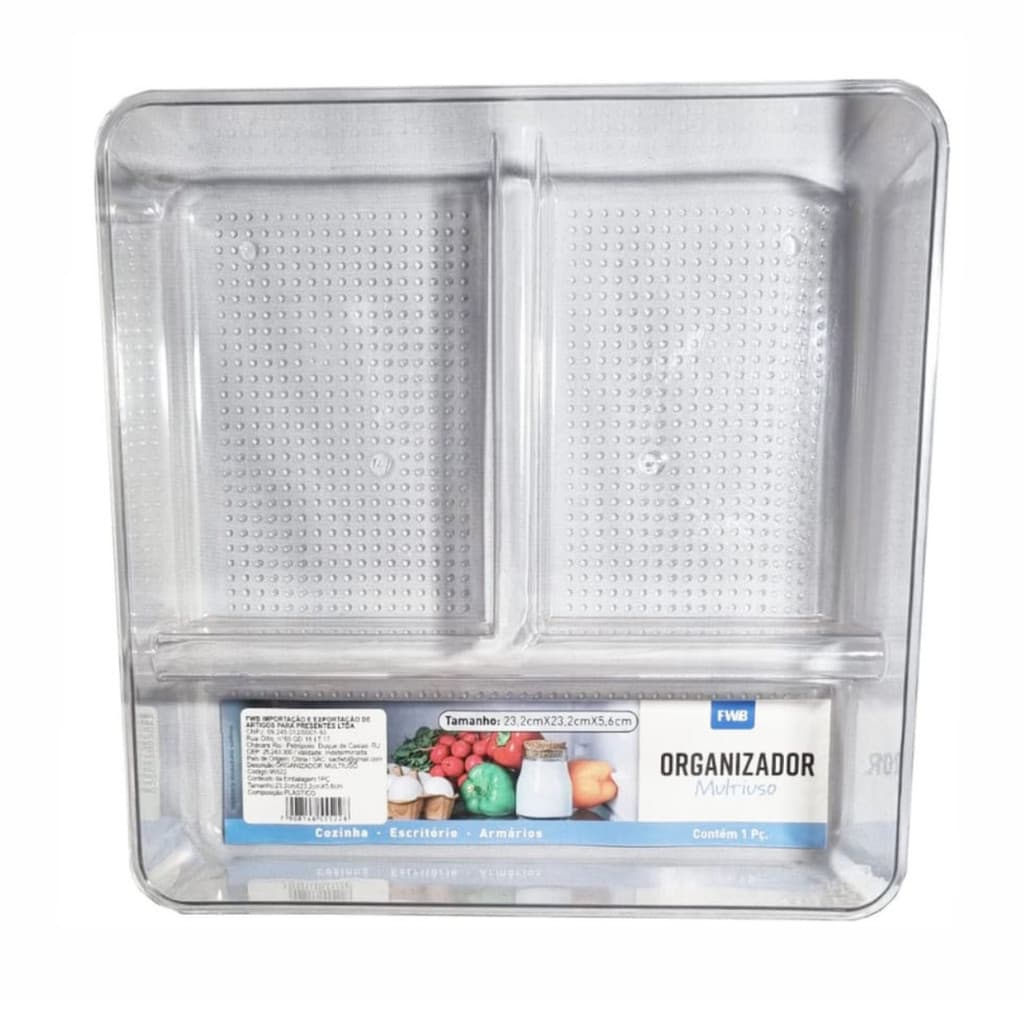 Organizador Multiuso 3 Divisórias Armários Geladeira Legumes Saladas Frutas