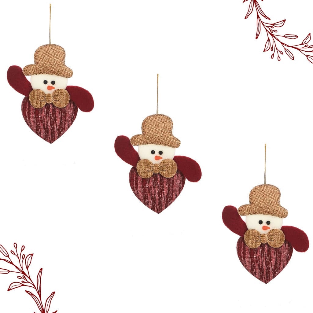 Kit 3 Enfeite Decorativo Natalino Penduricalho Boneco Neve Pendente Decoração Árvore de Natal