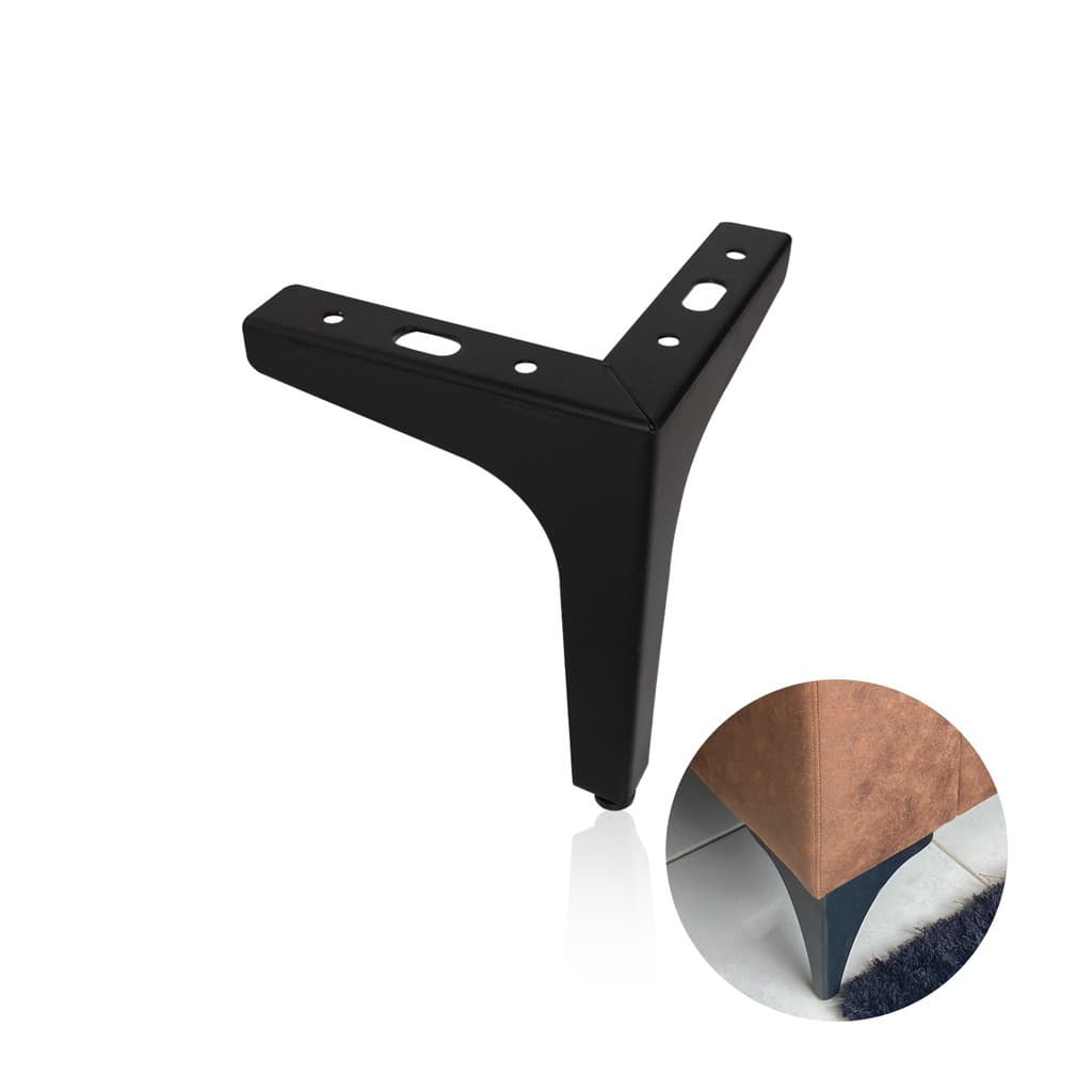 Pé Fixo de Canto Preto Fosco 150 Mm de Aço Unitário
